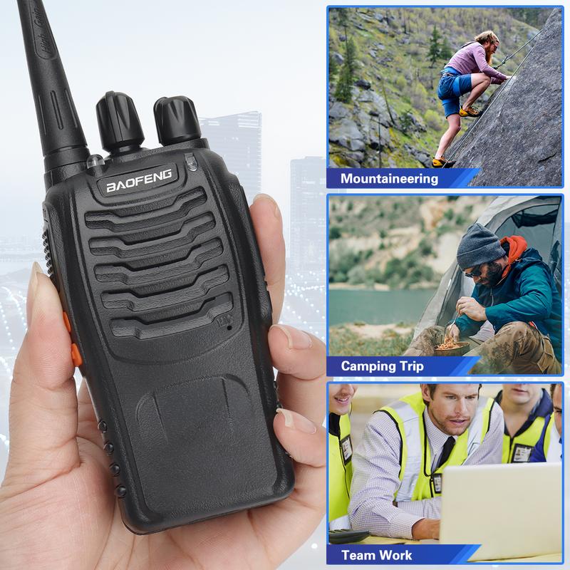 Baofeng Walkie Talkies Rechargeable Long Range for Adults Walkie Talkie Portable Earpiece with Mic Waki Taki Handheld Two Way Radio with USB Base Charger Walky Talky for Camping Hiking(4 Pack)