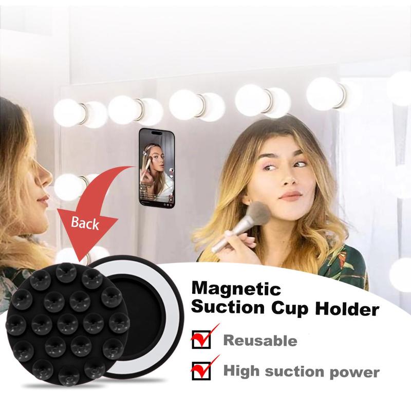 Magnetic Silicone Suction Cup Phone Holder, Round Suction Cup Magnetic Phone Case Holder Mount, Strong Silicone Suction Cup Mobile Phone Stand