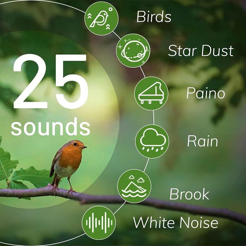 White Noise Machine 10 Colors Lights and 25 Soothing Sounds Sleep Sound Machine with 5 Timers with Memory Feature Portable Sound Machine for  Adults. (White)