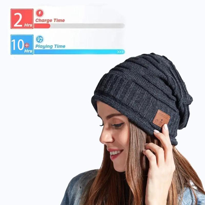 Wireless Beanie Hat, Music Hat with Wireless Headphones, Bluetooth-compatible Beanie Hat for Men & Women, Cool Tech for Gamer