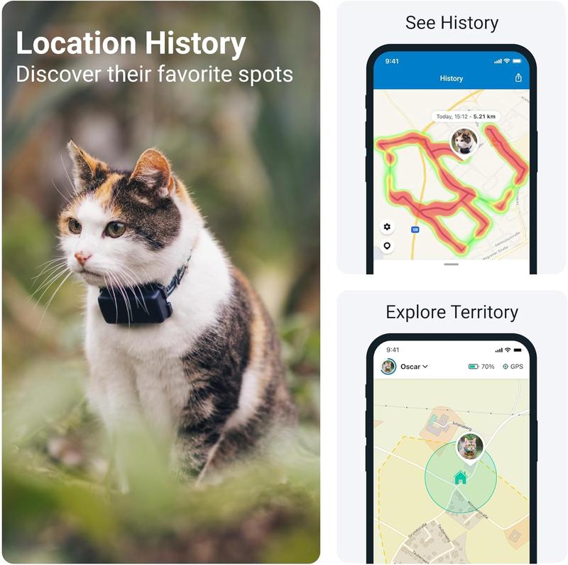 Tractive GPS Tracker & Health Monitoring for Cats (6.5 lbs+) - Market Leading Pet GPS Location Tracker | Wellness & Escape Alerts | Waterproof | Works with Any Collar (Dark Blue)