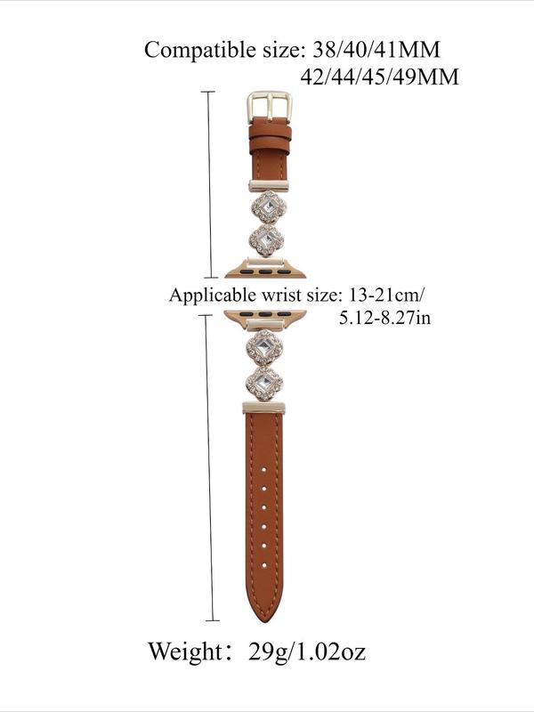 Solid Color Watch Band, Rhinestone Decor Adjustable Watch Band, Watch Accessories for Apple Watch