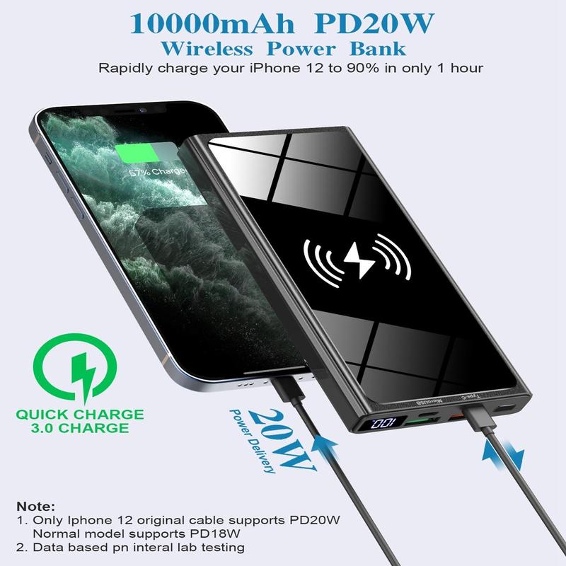 Music Festival 10000mAh Wireless Power Bank, 1 Count 22.5W PD20W QC3.0 Fast Charger Power Bank, Smartphone Charging Devices, Compact Smart Device Charger, Wireless Charger for iPhone