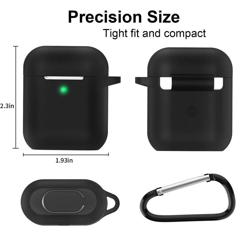 BlueTooth Earphone Case, Full Protective Silicone Pods Accessories Cover Compatible with Pods 1&2 Wireless and Wired Charging Case(Front LED Visible),Black