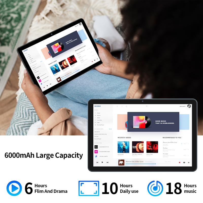 10-inch Tablet Android 14, Octa-Core Processor, 5G 2.4G WiFi6, 6000mAh Battery, 2 in 1 Tablet ,HD IPS Display ,64GB with Keyboard, a Customized Case, Mouse, Dual Camera, Perfect for Work and Play!