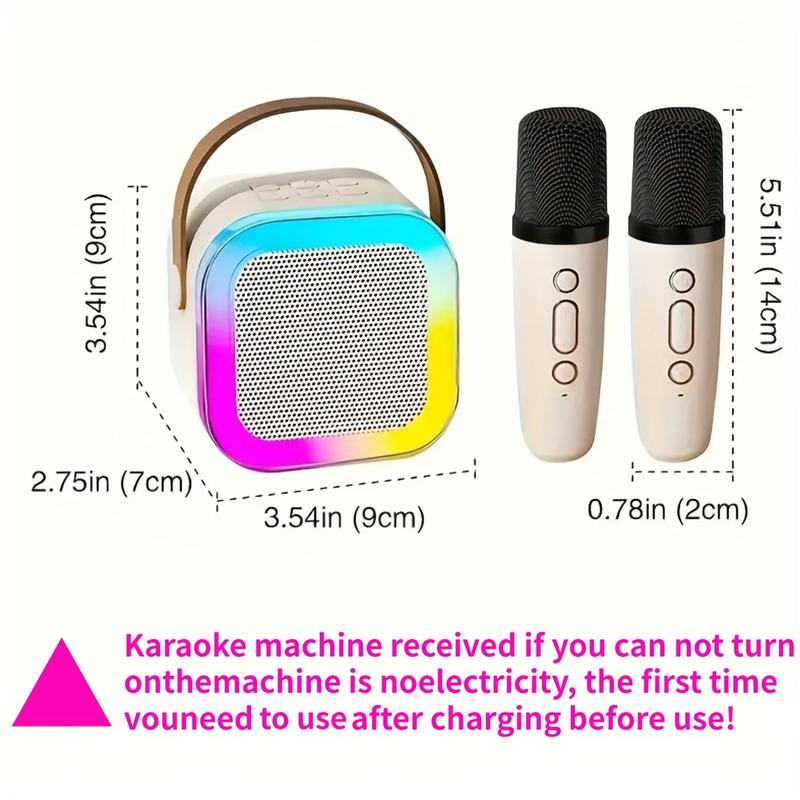 A Mini Karaoke Machine with Two Microphones, Portable Wireless Sound Box of Microphone, LED Light Effect Karaoke Machine, Suitable for Birthday Parties, Family Gatherings and Other Occasions. Suitable as Speaker, Christmas Gift, New Year Gift, Birthday Gi