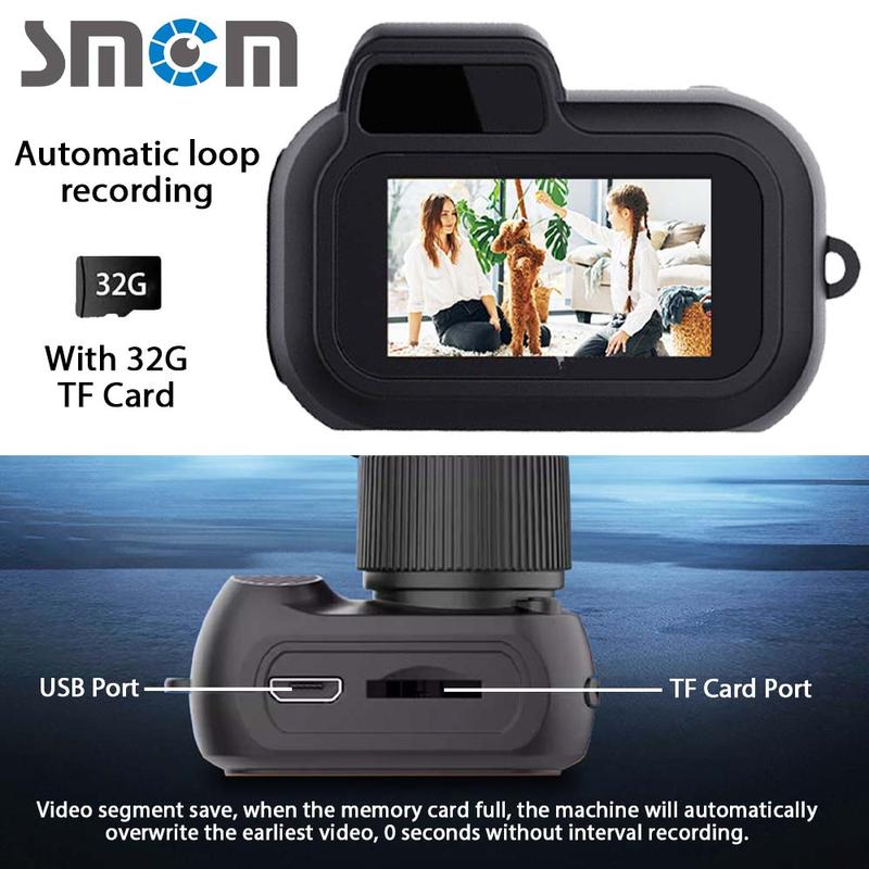 SMCM 1080P Mini Digital Camera, 0.96 Inch Display Camera with 8 Filters, Sports Camera with 32GB TF Card, Gift for Thanksgiving