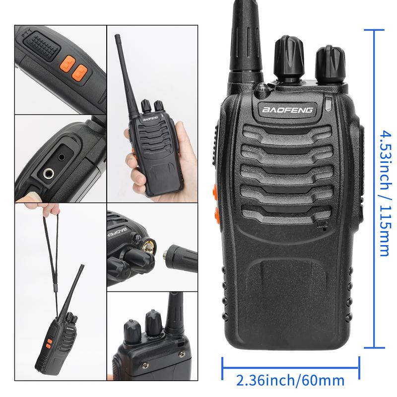 Baofeng Walkie Talkies Rechargeable Long Range for Adults Walkie Talkie Portable Earpiece with Mic Waki Taki Handheld Two Way Radio with USB Base Charger Walky Talky for Camping Hiking(4 Pack)