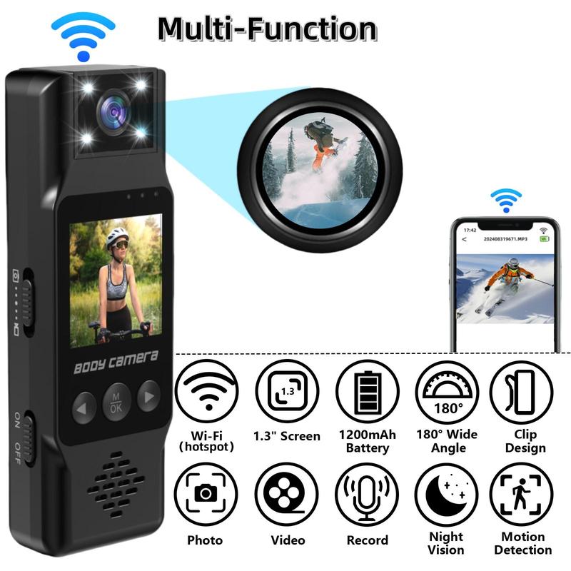 4K Wearable Action Camera, Portable WiFi Hotspot Sports Camera with 180 Degree Rotation Lens & 1.3'' LCD Color Screen, Vlog DV Camcorder for Outdoor Sport