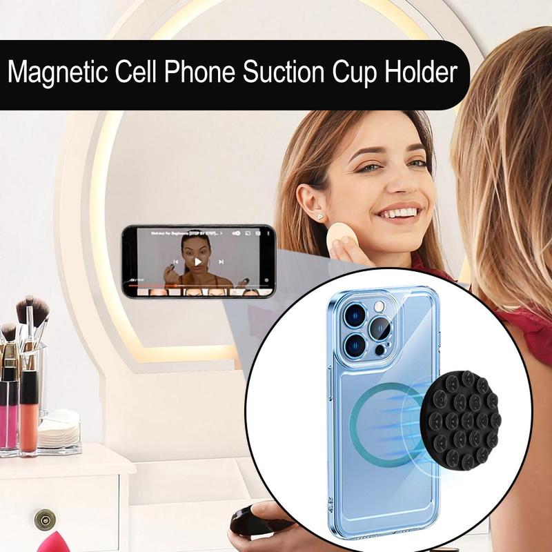 Magnetic Silicone Suction Cup Phone Holder, Round Suction Cup Magnetic Phone Case Holder Mount, Strong Silicone Suction Cup Mobile Phone Stand