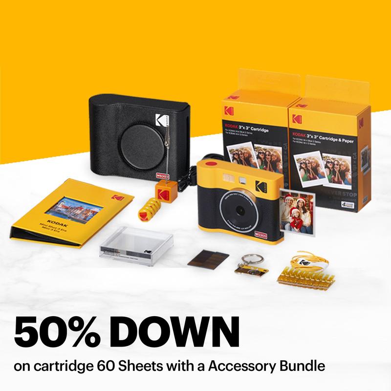 KODAK Mini Shot 3 ERA 2-in-1 Instant Camera and Photo Printer Gift Bundle (3x3) (Camera + 68 Sheets + Accessories)