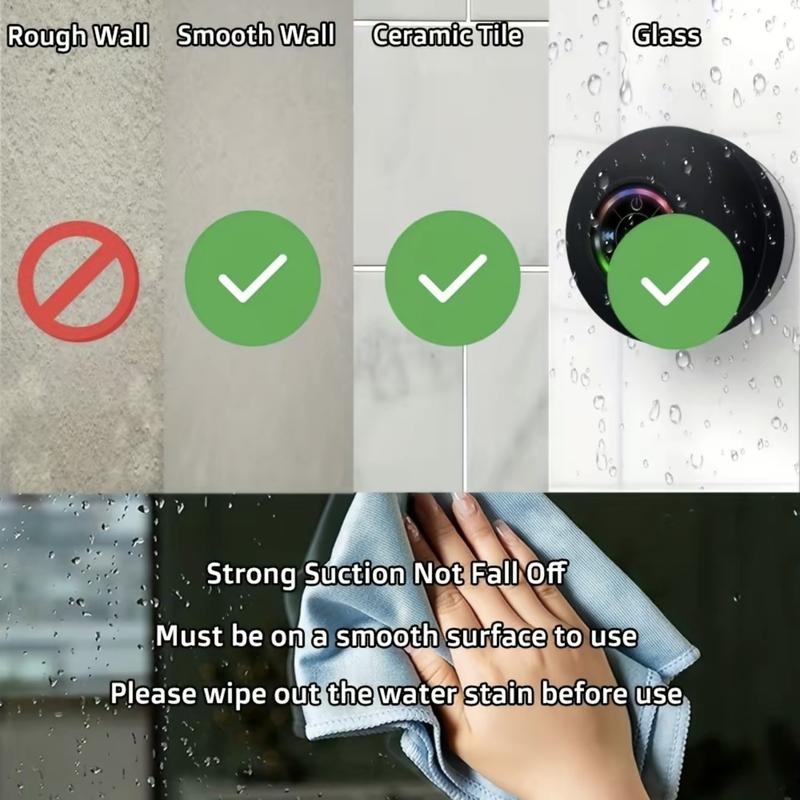 Waterproof Bluetooth Shower Speaker with LED, IPX4 Portable Wireless Hands-Free Mini Speaker, USB Rechargeable for Bath Beach Home - Audio, Smartphone