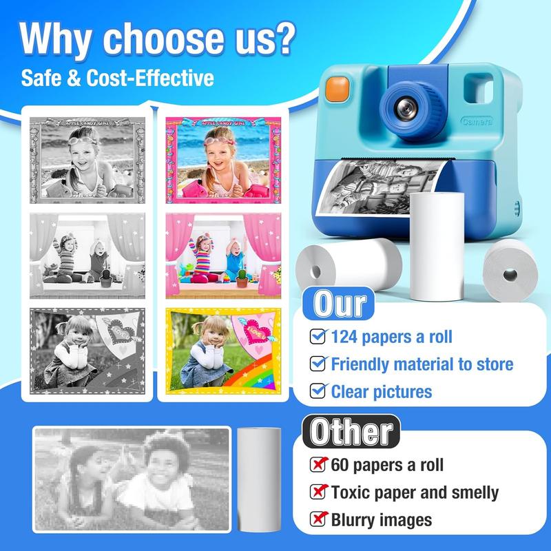 5 Rolls  Instant Camera Refill Print Paper for  Instant Print Camera,HD Printing Thermal Print Paper Set Portable Refill Print Paper