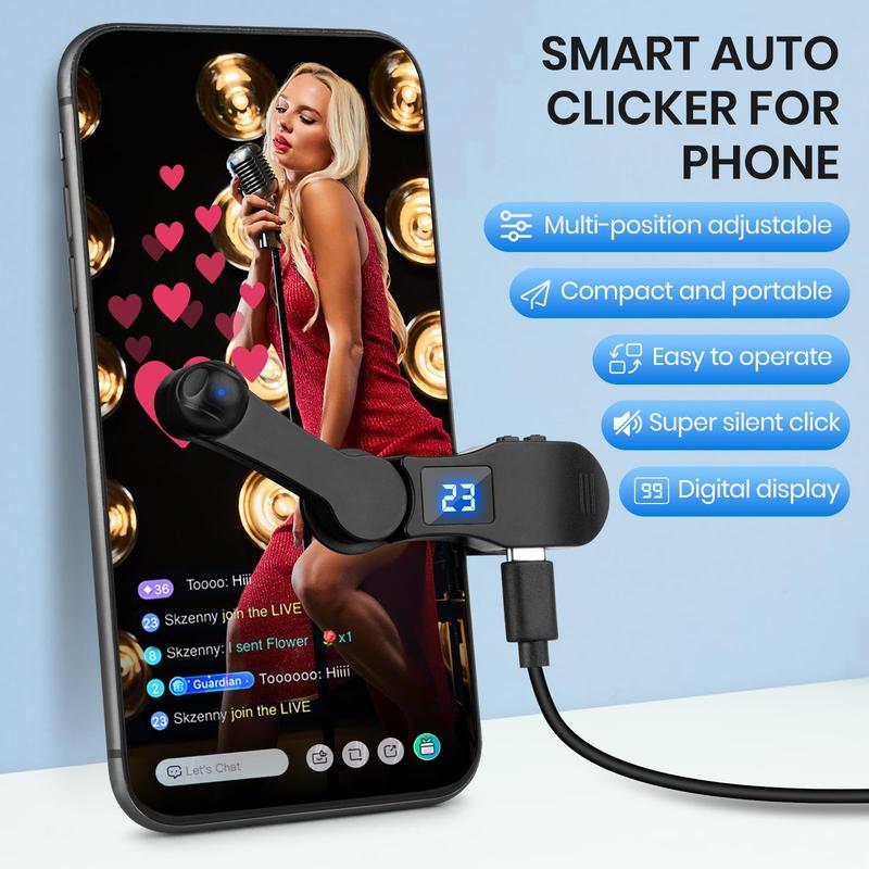 2024 New Auto Clicker for SmartPhone, Phone Screen Tapper forPhone Apps Video Live StreamingGadget Fast Click Simulation FingerContinuous Click for Live BroadcastsLikes, Games, Shopping, RewardTasks