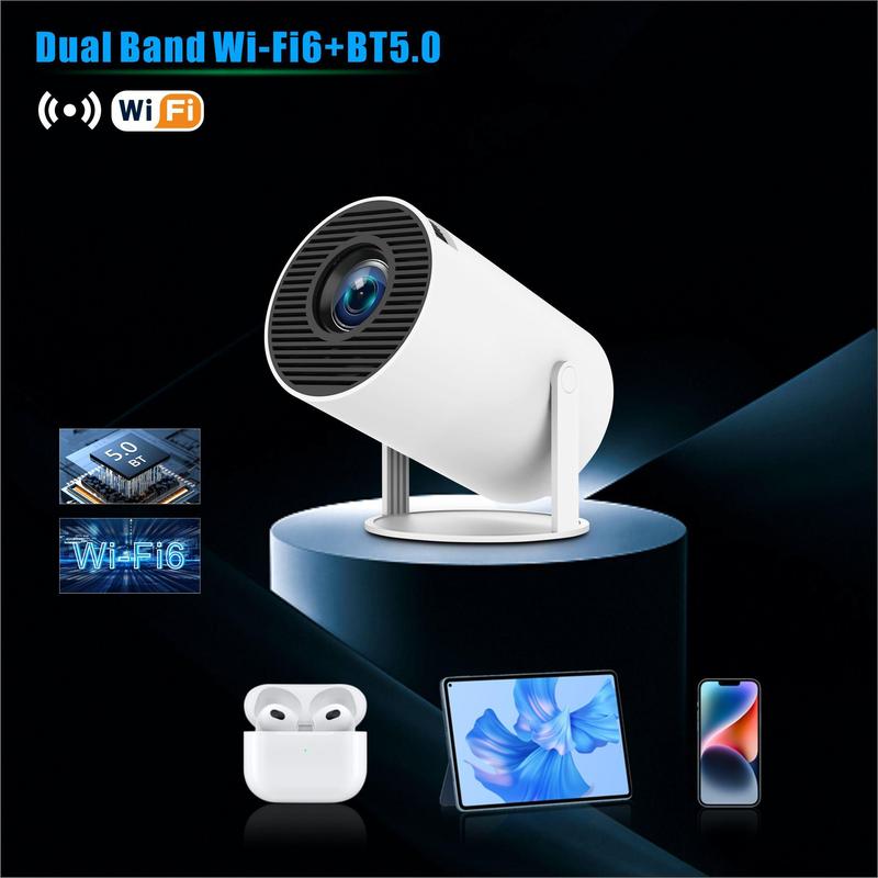 Mini Projector with Wifi and Bluetooth, Portable Projector, 2.4 5G WiFi Smart Projector, 360°Adjustable Stand 4K HD LED Projector Auto Keystone Correction Portable Projector, BT 5.2, 200 Inch Screen,Built-in speaker, Home Video Projector