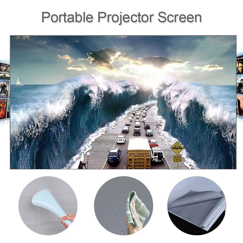 Portable projector screen frameless video HD projection screen 16:9 foldable wall mount for home theater office projection