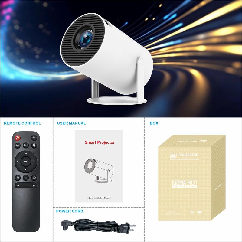 Mini Projector with Wifi and Bluetooth, Portable Projector, 2.4 5G WiFi Smart Projector, 360°Adjustable Stand 4K HD LED Projector Auto Keystone Correction Portable Projector, BT 5.2, 200 Inch Screen,Built-in speaker, Home Video Projector