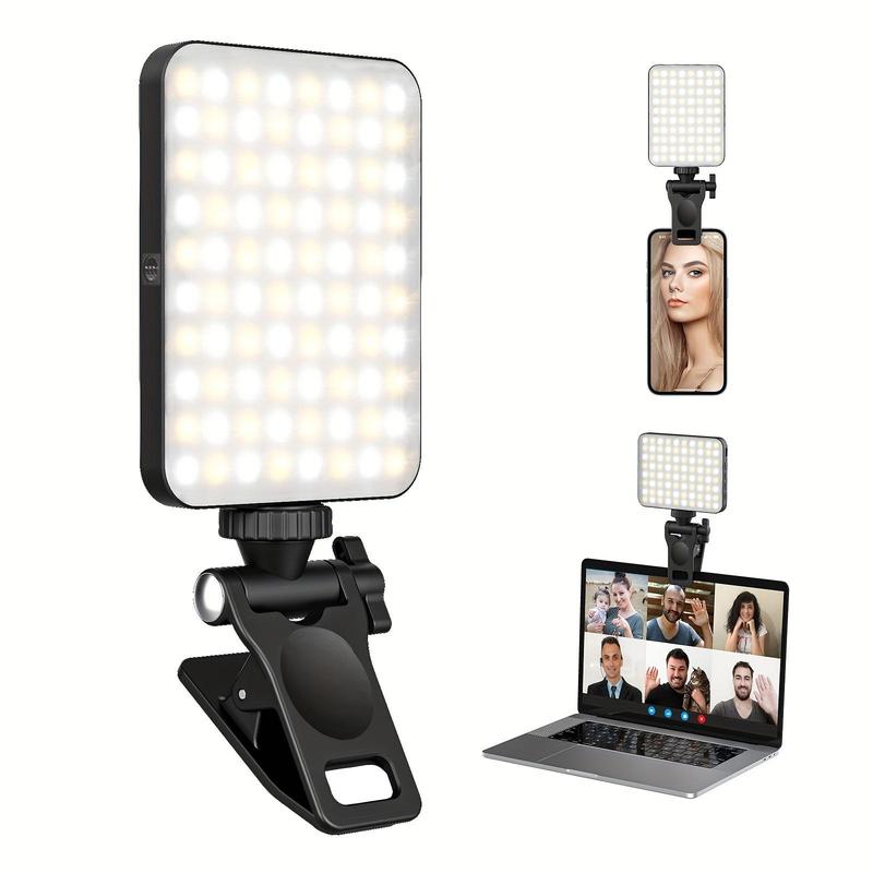 Rechargeable Selfie Light with Clip, 1 Set USB Rechargeable Selfie Light with Clip, Portable Light for Video Conference, Live Streaming, Makeup