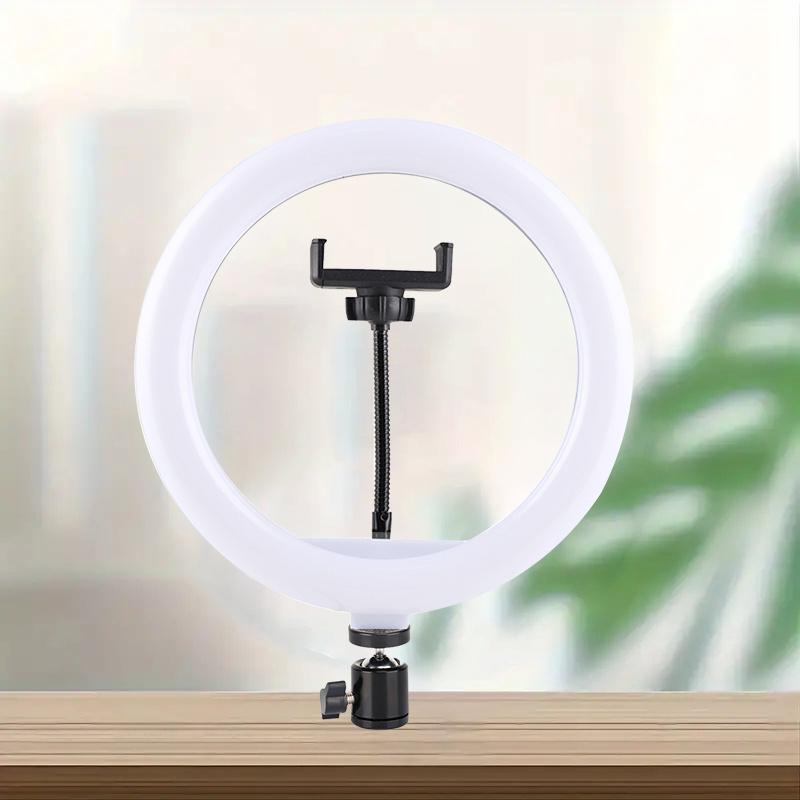 10-Inch Round LED Ring Light with 52.3-inch Adjustable Desktop Stand - USB-Powered, Portable Selfie Ring Light for Live Streaming, Photography, Vlogging, Makeup Lighting & Video Recording