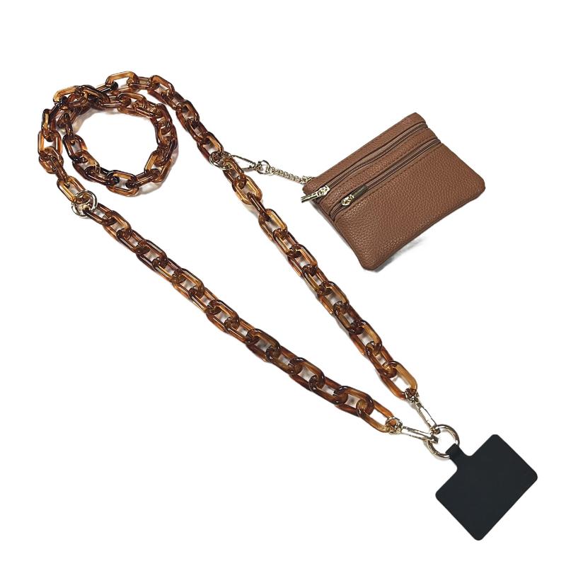 Clip-on phone strap and wallet crossbody bag phone strap with zipper pocket phone strap crossbody bag