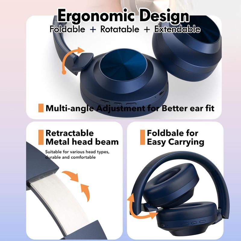 Over-ear Wireless Headphones, Foldable Rotatable Earbuds with Built-in Microphone, Long Standby Noise Canceling Headphones Gaming Headset for Mobile Phone, Travel Gadgets 2024