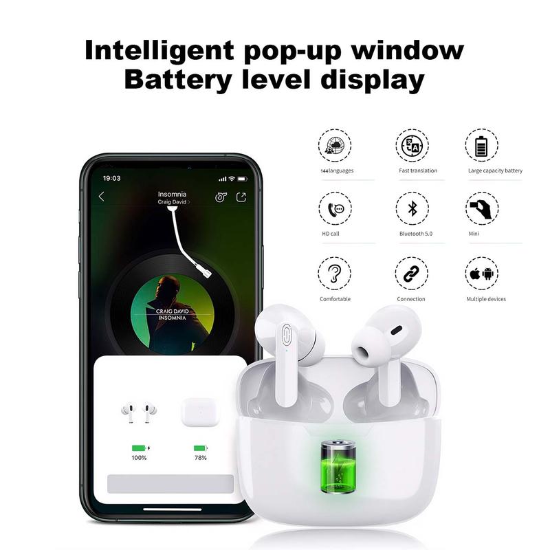 Translation Wireless Bluetooth Earphones Support 114 Languages Real Time Bluetooth Translation Support Playing Music Phone Calls Headphones，Translation earphones with 114 languages, high-precision Bluetooth translation earphones with speakers bt speaker