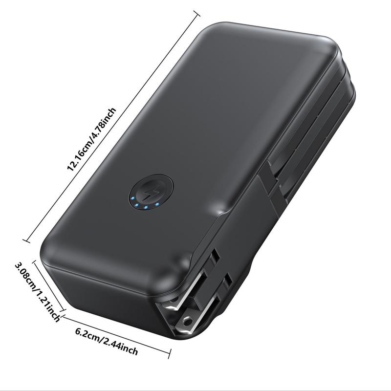 Portable Power Bank with US Standard Plug for Music Festival, 10000mAh Mobile Charger with 2 Wire Output Cables, Built-in SCP22.5W QC4.0+PD20W Fast Charging, Suitable for iPhone Android, Phone Accessories