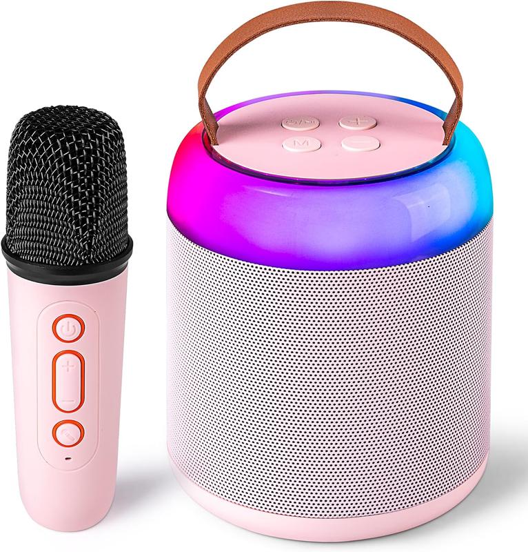 Heetipuk Y2 Mini Karaoke Machine with 2 Wireless Microphones for Kids Adults, Portable Bluetooth Speaker Toy for Girls and Boys 2 4 5 6 7 8 9 10 12 Year Old Girl Christmas Birthday Gift Home Party Ideas