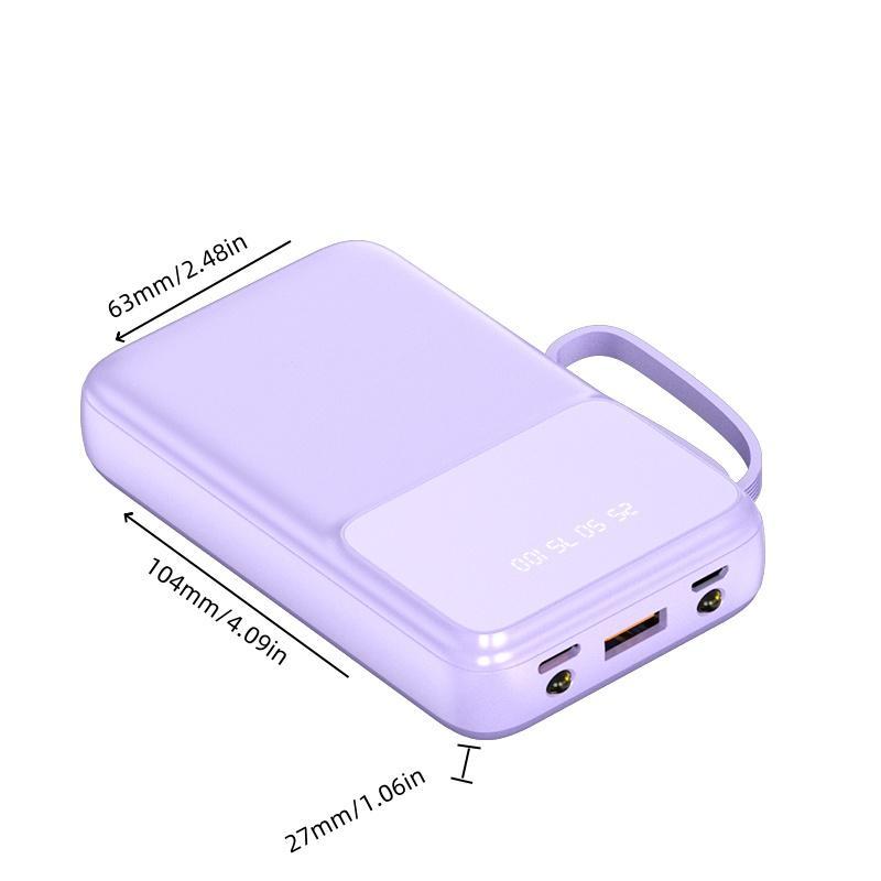 10000mAh Portable Power Bank, 1 Count Mini Power Bank with 3 Built-in Cable, USB Charger for iPhone 15 14 13 Samsung Android Series