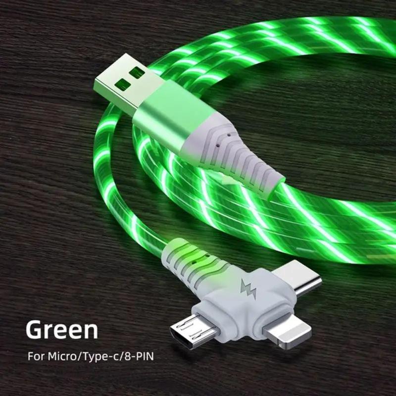 3 in 1 USB Charging Cable, Phone Charging Cable LED Lighting Data Cable, Glow in the Dark Data Cable, Charging Cable for iPhone Android