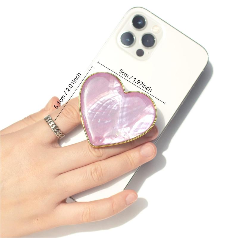 Natural Shell Heart Shaped Phone Holder, Adjustable Mobile Phone Grip Stand Holder, Mobile Phone Accessories for Smartphone Cell Phone