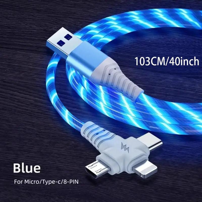 3 in 1 USB Charging Cable, Phone Charging Cable LED Lighting Data Cable, Glow in the Dark Data Cable, Charging Cable for iPhone Android