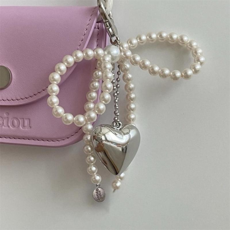 Heart Shaped Pendant with Faux Pearl Decor Phone Chain, Cute Phone Lanyard, Fashion Phone Strap for Women & Girls, Phone Accessories