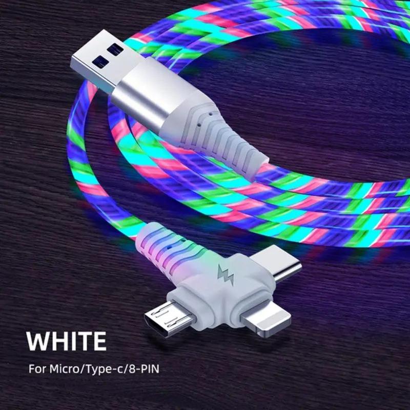 3 in 1 USB Charging Cable, Phone Charging Cable LED Lighting Data Cable, Glow in the Dark Data Cable, Charging Cable for iPhone Android