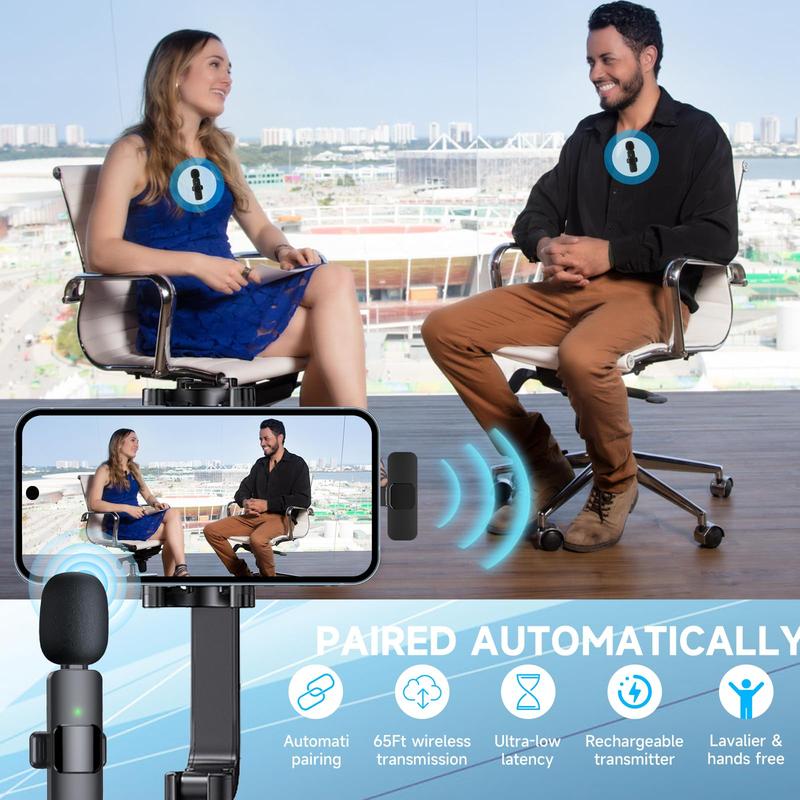 Portable Wireless Lavalier Microphone,Professional Sound Anywhere: Lavalier Mic for Smartphones & More Audio Charging