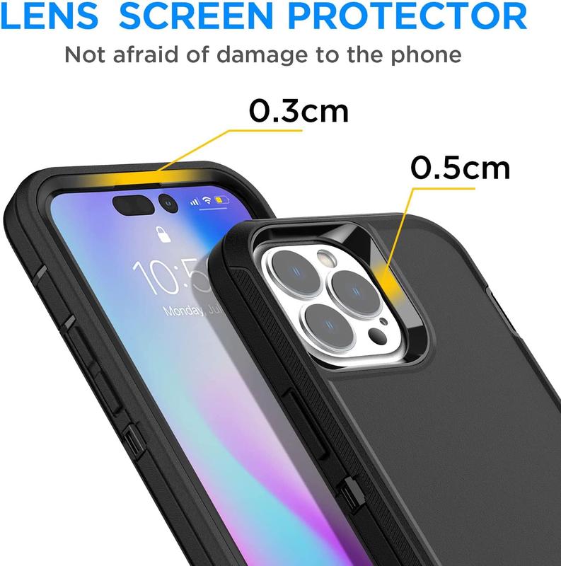 [3 in 1] Heavy Duty Rugged Case For Apple iPhone 16 15 14 Plus 13 12 11 Pro Max Shockrproof Defender Cover with [Screen Protector] + [Camera Lens Protector]