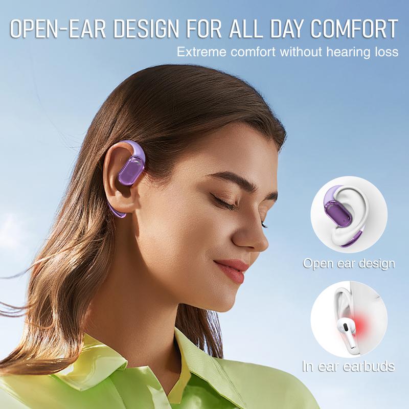 TUINYO S12 True Wireless Ear Hooks, IPX5 Waterproof, Stable One-Step Bluetooth Connection with Long transmission, 40hrs Longed Standby Time with 10hrs Playtime for Each, Compatible to Different Devices