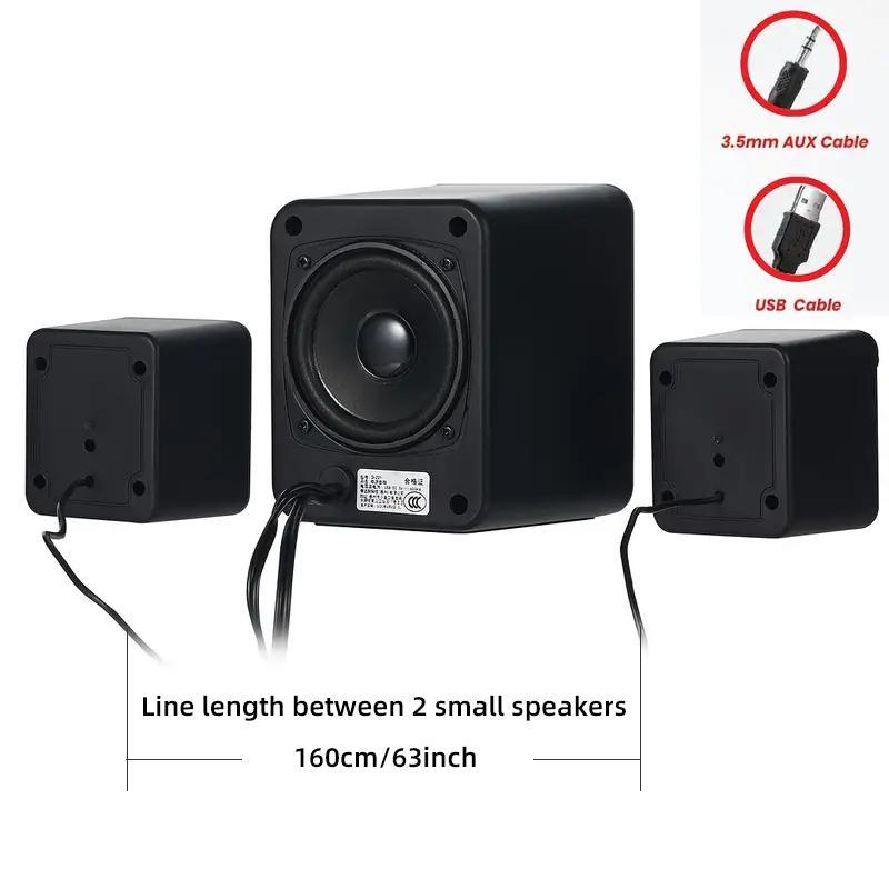 2.1 Channel Computer Speaker for Summer, USB Powered Wired Connection Desktop Speaker, Multifunctional Stereo Speaker for Home & Office Use