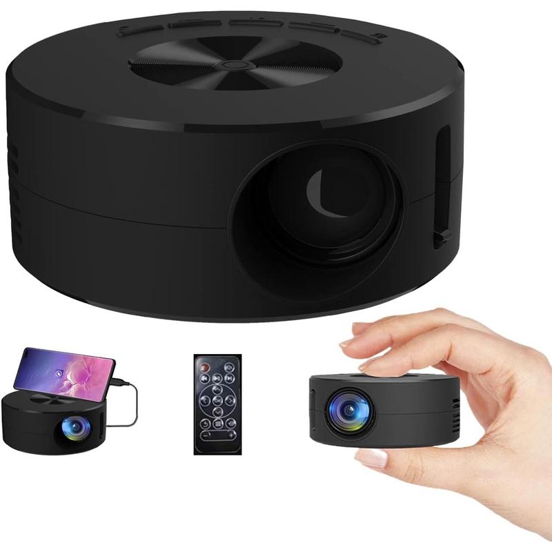 Portable Home Mini USB Projector for iPhone only with Remote Controller Built-in Speaker,Audio Port, iOS Phone ipad USB Flash Driver Compatible, black