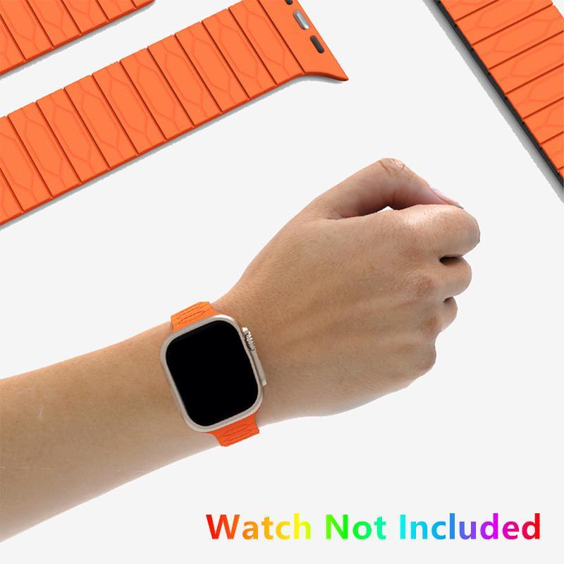 Magnetic Sports Band for Apple Watch, 1 Count Rubber Watch Band for iWatch Series 9 8 7 6 4 5 4 SE, Smart Watch Accessories for Men & Women Use