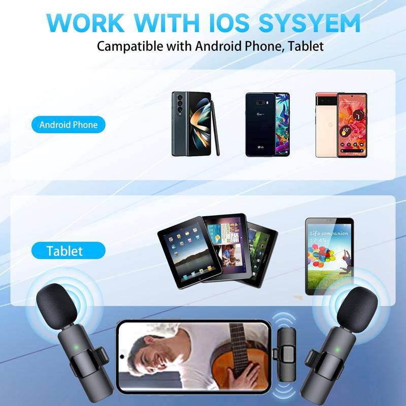 Portable Wireless Lavalier Microphone,Professional Sound Anywhere: Lavalier Mic for Smartphones & More Audio Charging