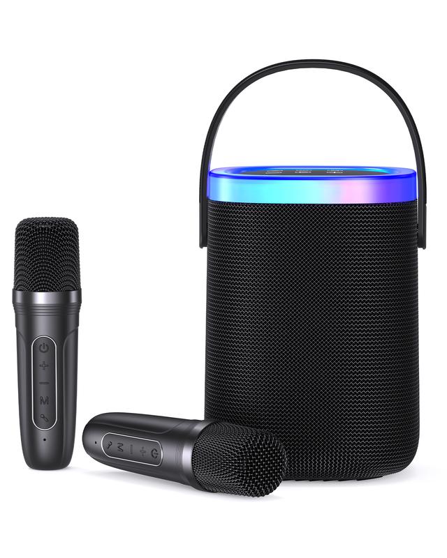 LENRUE F88 Karaoke Speaker, Portable Bluetooth Karaoke Machine with Dual Wireless Microphones, Echo & Voice Effects,IPX5 Waterproof,LED Lights,TF Card USB AUX in,Gift for Kids for Indoor Outdoor Fun