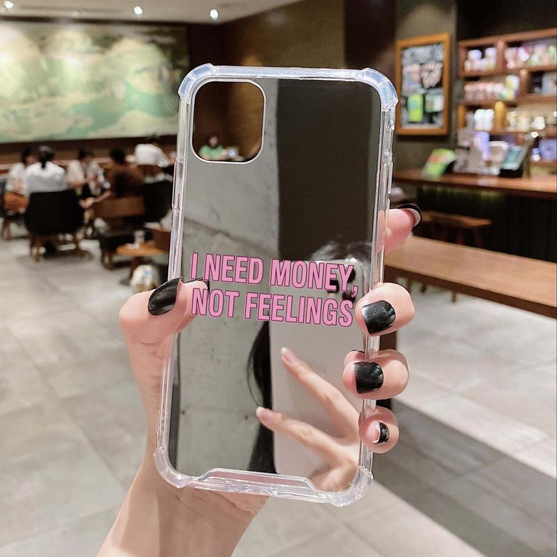 Slogan Graphic Mirror Phone Case, Cellphone Protective Case, Phone Protector Cover for iPhone 11 12 13 14 15 16 Pro Max & Galaxy S21 S22 Ultra S23, Summer Gift