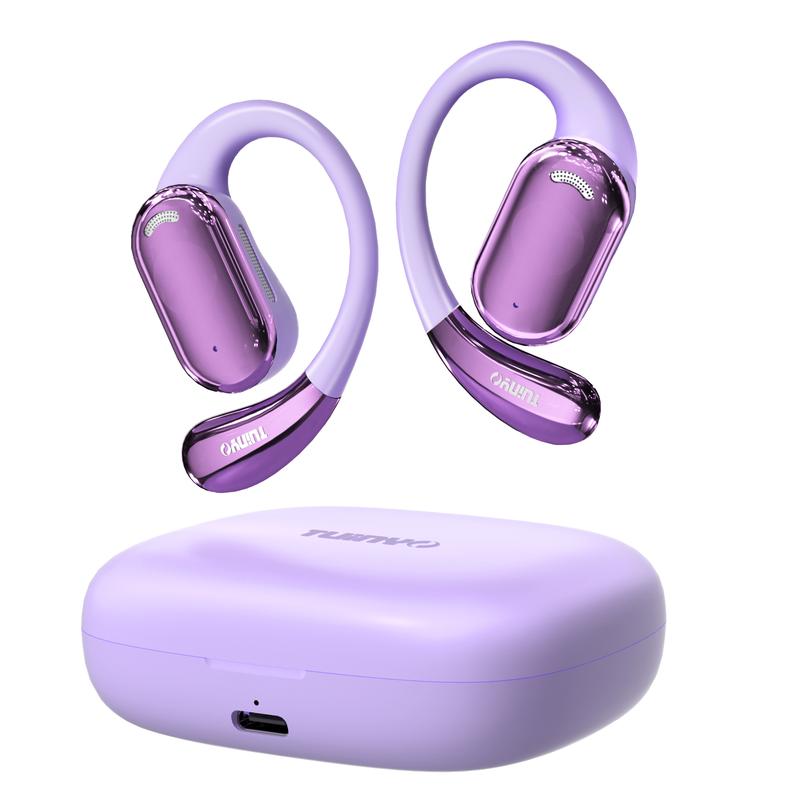 TUINYO S12 True Wireless Ear Hooks, IPX5 Waterproof, Stable One-Step Bluetooth Connection with Long transmission, 40hrs Longed Standby Time with 10hrs Playtime for Each, Compatible to Different Devices