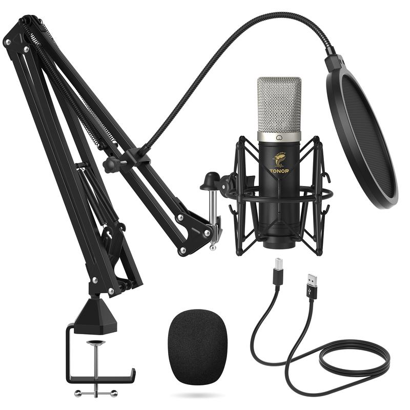 TONOR TC-2030 Condenser Microphone 192kHz 24Bit, USB Cardioid Computer Mic Kit with Upgraded Boom Arm Spider Shock Mount for Recording, Streaming, Gaming, Podcasting, Voice Over, YouTube