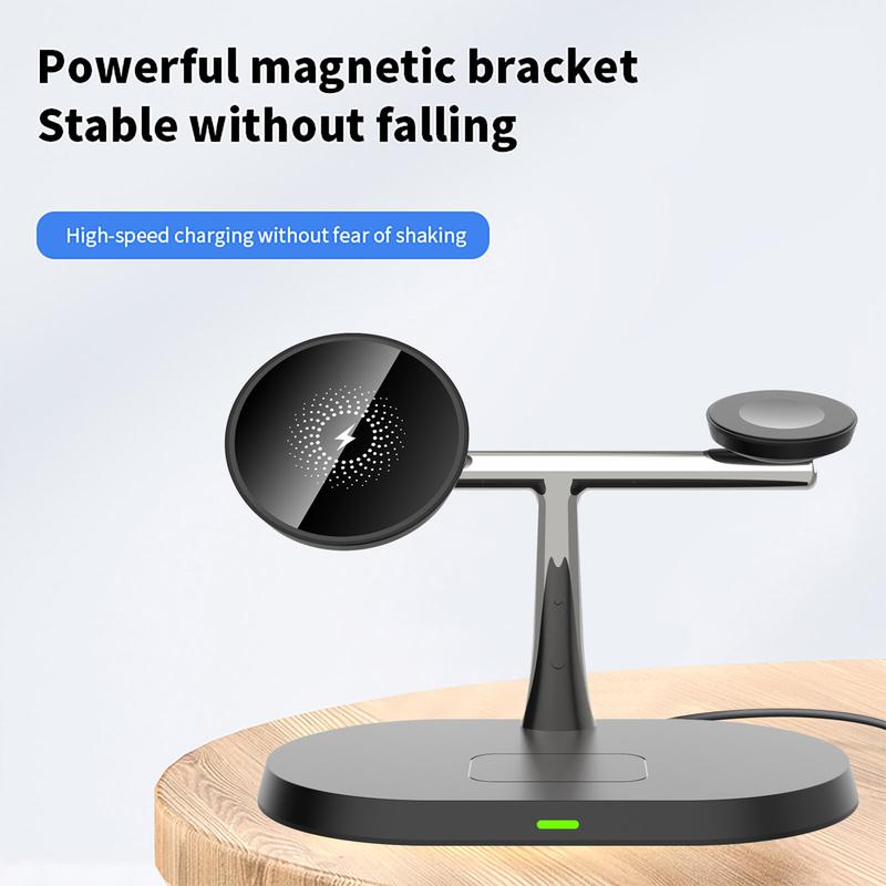 FDGAO 3 in 1 15W Magnetic Wireless Charger, Multifunctional Fast Charging Station, Wireless Charging Stand for iPhone 16 15 14 13 12 Airpods Pro Apple Watch 10 9 8 SE 7 6 5 4 3 2