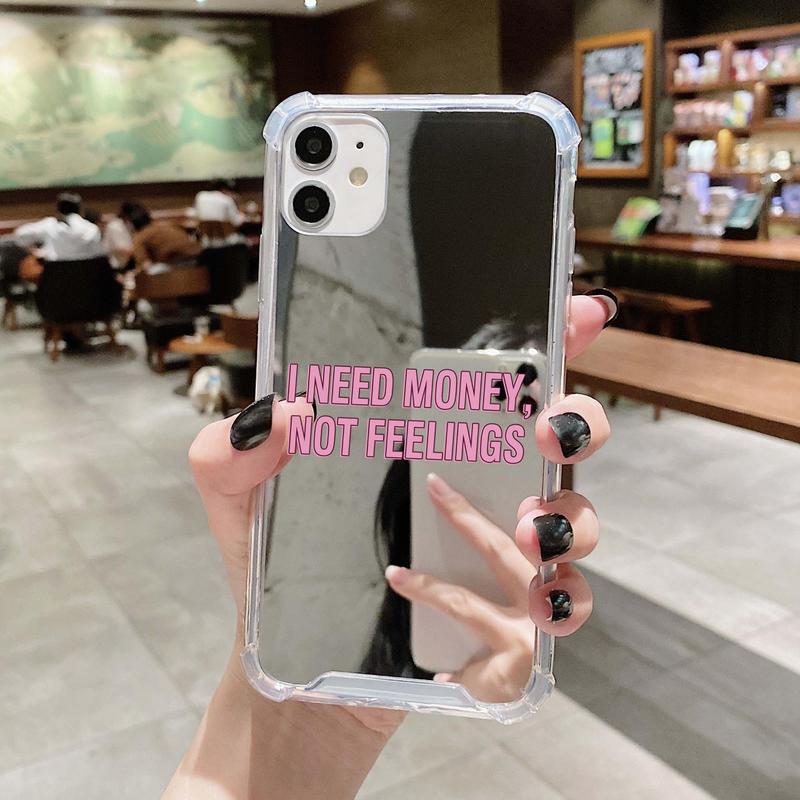 Slogan Graphic Mirror Phone Case, Cellphone Protective Case, Phone Protector Cover for iPhone 11 12 13 14 15 16 Pro Max & Galaxy S21 S22 Ultra S23, Summer Gift