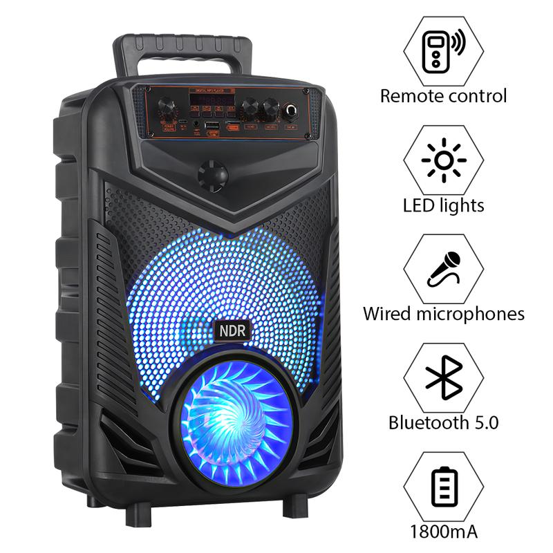 High quality  9000W Portable Bluetooth Speaker Sub woofer Heavy Bass Sound Party System w  Mic