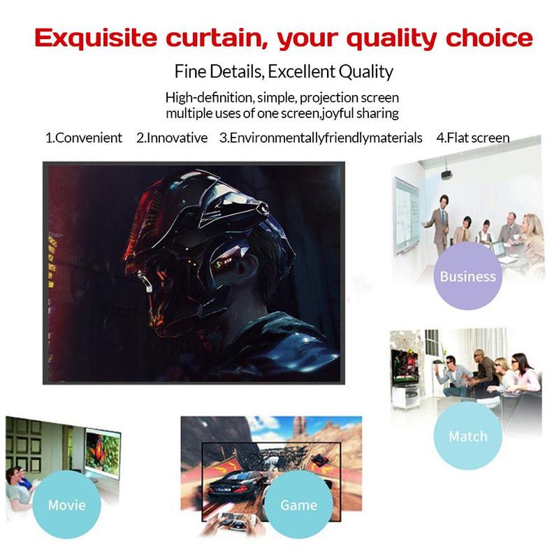 Projector Screen, 100 inch Foldable and Portable Projection Screen 16:9 4K HD Rear Front Wrinkle-Free Movie Screen for Indoor Outdoor Home Theater Backyard Cinema