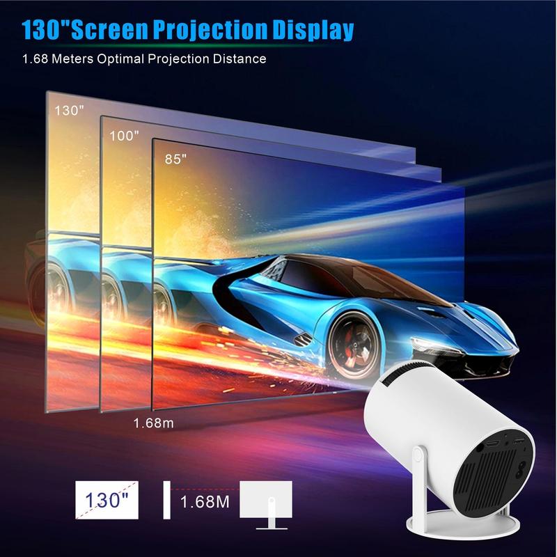 Mini Projector with Wifi and Bluetooth, Portable Projector, 2.4 5G WiFi Smart Projector, 360°Adjustable Stand 4K HD LED Projector Auto Keystone Correction Portable Projector, BT 5.2, 200 Inch Screen,Built-in speaker, Home Video Projector